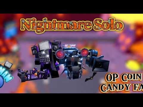 How to solo Nightmare mode and OP coin/candy farm(Cameraman Tower Defense)