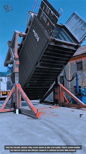How Hydraulic Container Tilter Loads Bulk Material Into Vertical Cargo
