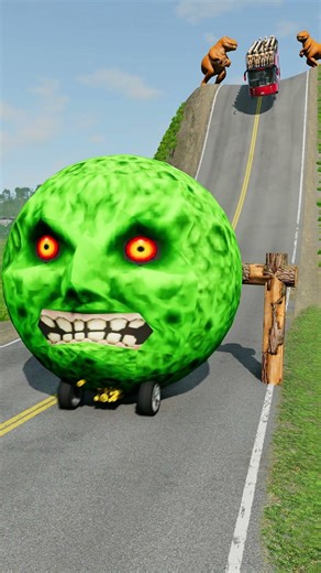 Long City Buses vs Logs Trap - BeamNG.drive