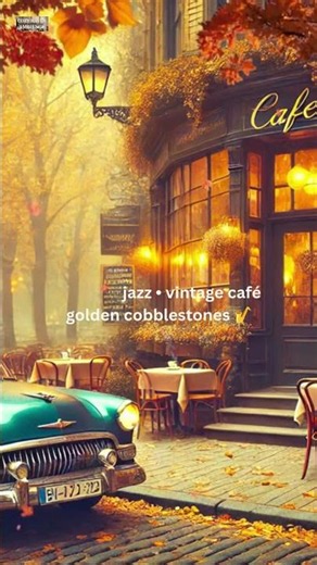 Smooth Jazz • Hello Autumn 🍂🎷 Vintage Café Street & Golden Leaves #Shorts #fallvibes #jazz #cozy
