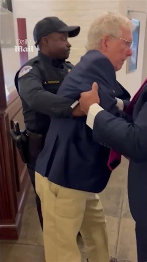 Mitch McConnell falls down while being asked about ICE