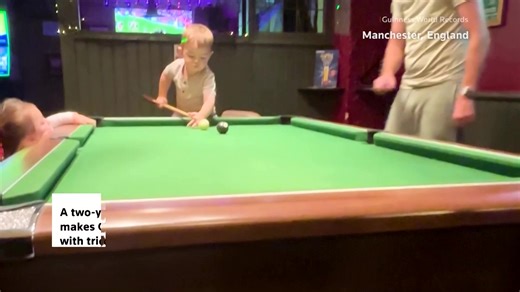 Two-year-old Jude Owens, the 'snooker prodigy' from England, became the youngest male to make both a pool bank shot and a snooker double pot | Reuters