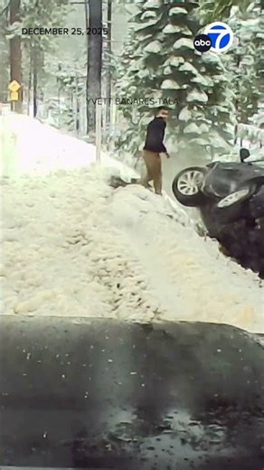 Car almost falls down cliff near Lake Tahoe on Christmas