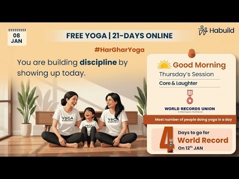 8th Jan | Habuild FREE YOGA Online | Core & Laughter ‬with ‪@saurabhbothra | Live M