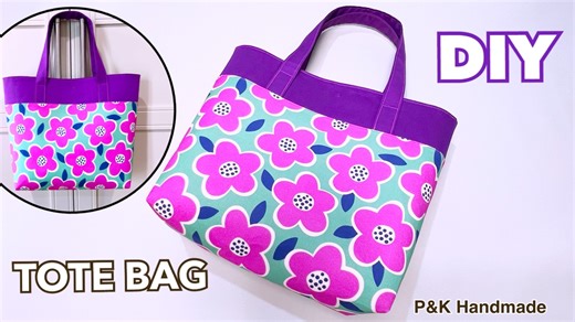 Easy Diy Beautiful Tote Bag Sewing Tutorial #diy #sewing #totebag #handmade #crafts #sewingprojects #bag #diyideas #sewingforbeginners #sewingtips | P&K Handmade