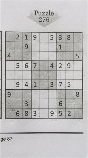 sudoku puzzle 276with solution #sudoku #puzzle #sudokupuzle #sudokugame #sudokusolving #sudokushorts