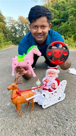 Cutest Lame Horse Vs Rc Musical Santa Claus Sleigh & Reindeer Gift🎁😍