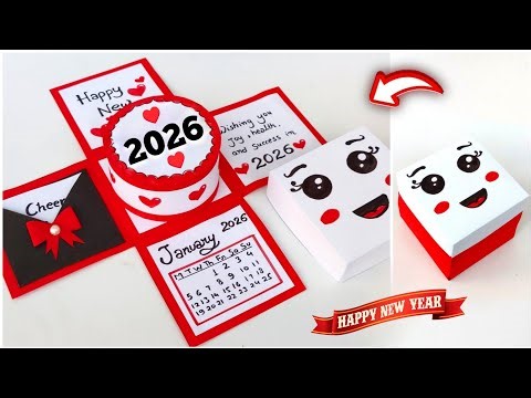DIY new year gift box 2026 / Happy new year card making handmade / New year greeting card ideas