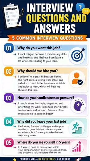 5 Common Interview Questions & Best Answers | Interview Tips 🎯#InterviewQuestions #InterviewTip