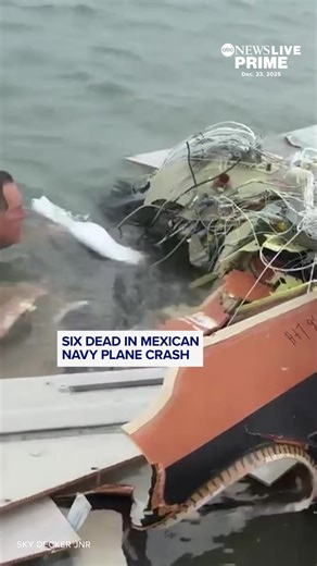 New video shows the aftermath of a Mexican Navy plane crash near Galveston, Texas, on Monday that killed six people and set off a search in waters along the Texas coast.