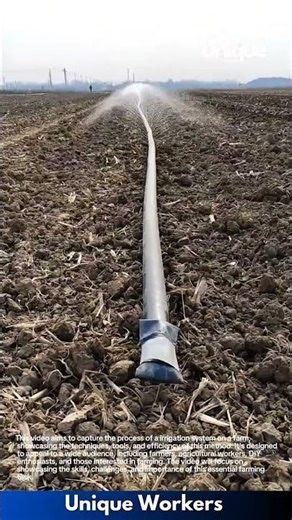 Smart Farm Irrigation: Water Spraying Through Pipe Across Dry Field