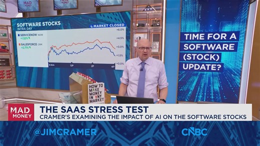 Jim Cramer looks at the impact of AI on software stocks