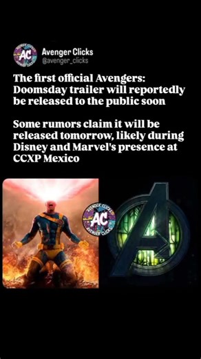 Avengers: Doomsday trailer dropping soon! Get ready for the hype! 💥🔥 #Avengers #MCU #marvelstudios