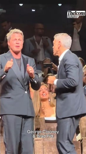 Brad Pitt and George Clooney Heartwarming Moment Celebrating On Stage With A Dance #bradpitt