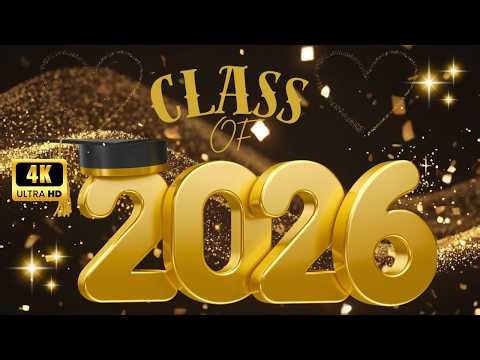 2 Hours Class of 2026 4K Background | Gold and Black Graduation Wallpaper Screensaver