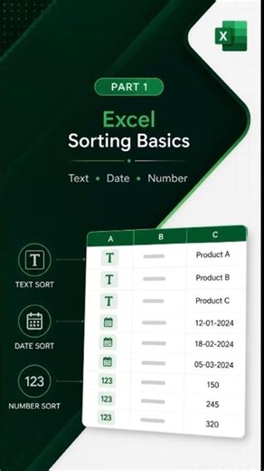 Excel Sorting Basics Made Easy | Text, Date & Number Sort (Part 1)