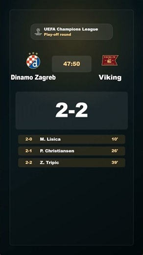 Play-off round: Dinamo Zagreb vs Viking | UEFA Champions League | Results in 35 Seconds!