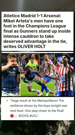 Atletico Madrid 1-1 Arsenal: Mikel Arteta's men have one foot in the Champions League #sports #news