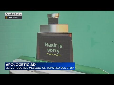 CTA bus stop displays apologetic ad after delivery robot crash: 'Nasir is sorry'