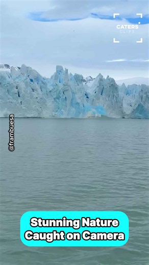 Dramatic glacier collapse creates incredible blue ice surge