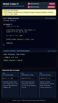 Q16 Learn to Calculate Simple Interest in C Language | MOHIT CODES #ccoding #shortcode #shortfeed