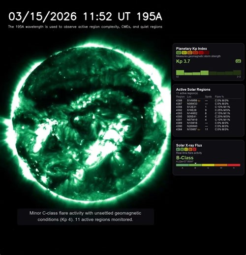 Sun 24 Hour Timelapse | Iron / 195 Å | Extreme UV (March 15, 2026) #shorts