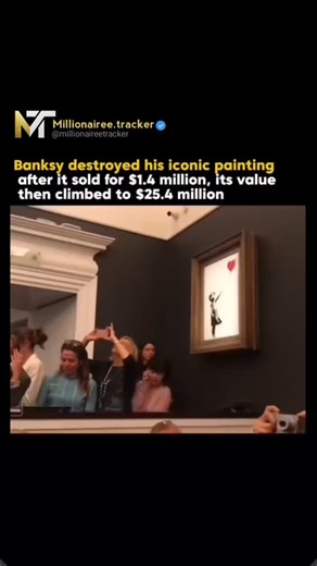 Millionaire| Entrepreneur on Instagram: "Banksy’s $1.4 million artwork famously shredded itself during a 2018 Sotheby’s auction — and later sold for an astonishing $25.4 million. The piece, Girl With Balloon, was partially sliced by a hidden shredder, transforming it into Love Is in the Bin, a bold commentary on the art world. Ironically, the destruction only increased its value, setting a new Banksy record in 2021 and sparking debate over Sotheby’s involvement in the stunt. ____________________