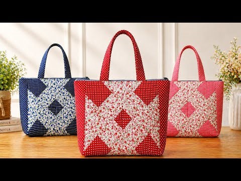 Patchwork Tote Bag with Zipper | Simple Sewing Project