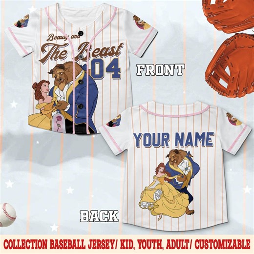 Personalized Belle & the Beast Baseball Jersey, Custom Beauty and the Beast Jersey Shirt, Disney Baseball Team Outfit, Birthday Gift C2E111 - Etsy
