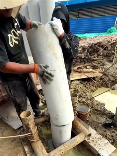 Installation process of concrete pipes for the well