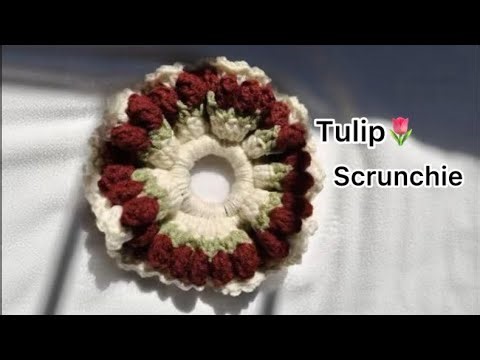 Vintage Crochet tulip gajra scrunchie/how to crochet tulip scrunchie for beginners 