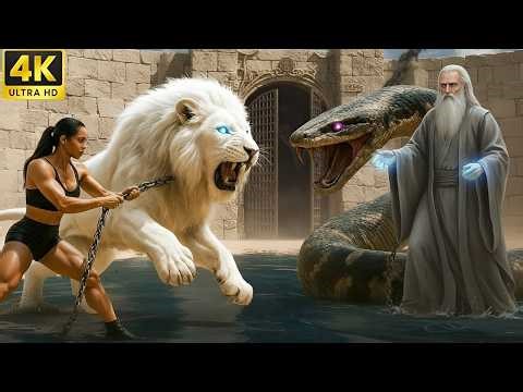 🔥 Massive White Lion Battles Giant Python 🐍 | AI Wildlife Short Film