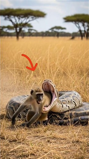 Real Jungle Horror: Python Attacks Monkey 🐍😨 #shortsfeed #giantsnack #dangrous #shorts #short