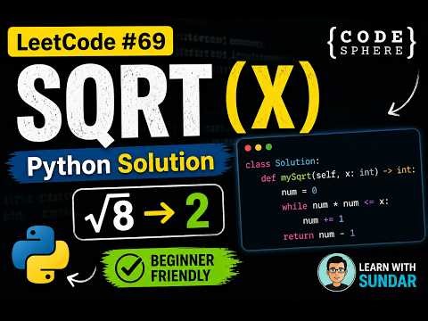 Square Root Without sqrt() 🔥 LeetCode 69 Python | Beginner Friendly #coding #leetcode #sqrt #python