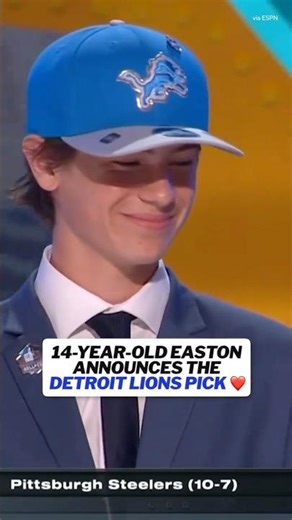 Easton had his wish come true tonight as he announced his Detroit Lions’ draft pick 💙 #nfldraft