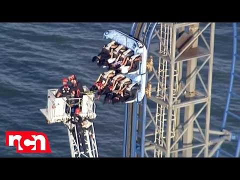 TERRIFYING RESCUE: Riders Stranded 100 Feet in the Air on Roller Coaster | Headline News