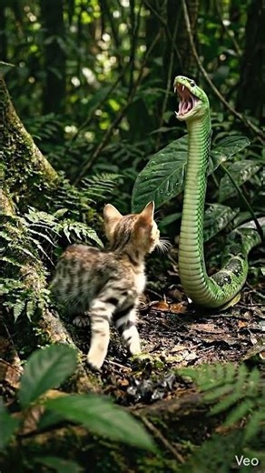 👉 Snake Attacks Sleeping Kitten 😳