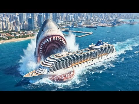 US Navy Rescues Tourist Boat from Giant Megalodon Shark Attack