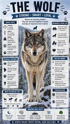 Amazing Wolf Facts 🐺 | Learn About Wolves – Strong, Smart & Loyal!
