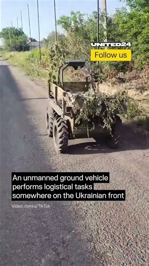 Ukrainian Ground Robot Performs Logistical Tasks on the Frontline #warinukraine