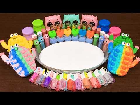 Slime Mixing Random Rainbow Glossy Slime | Makeup Mix-Ins & ASMR Sounds #288