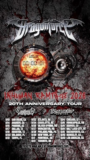 DragonForce Inhuman Rampage 20th Anniversary Tour: North America!