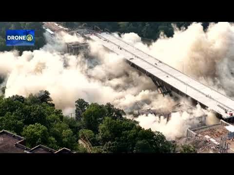 Implosion of Commercial Street Bridge along Parkway East