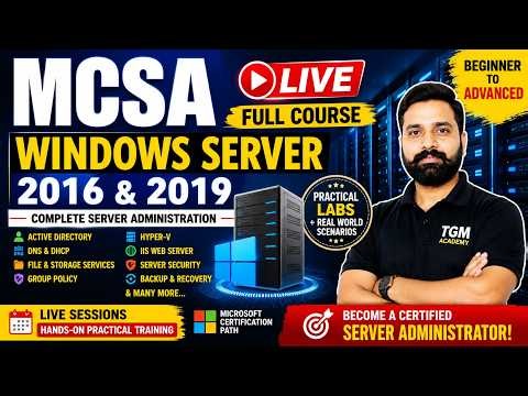 MCSA Windows Server 2016 & 2019 Full Course | Complete MCSA Server Administration LIVE