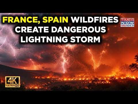 France, Spain Wildfires: Watch Monster Blaze Create Dangerous Lightning Storm| Very Scary Scenes| 4K