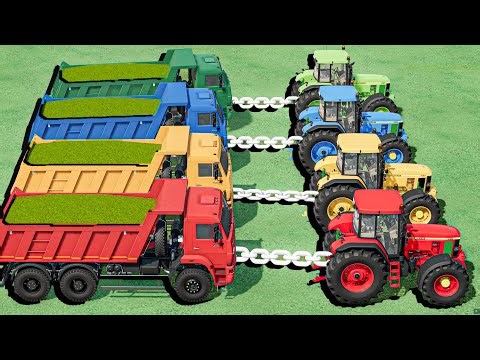 Work With COLORs - CHAFF TOWING TRUCKS with John Deere TRACTORS ! FS25