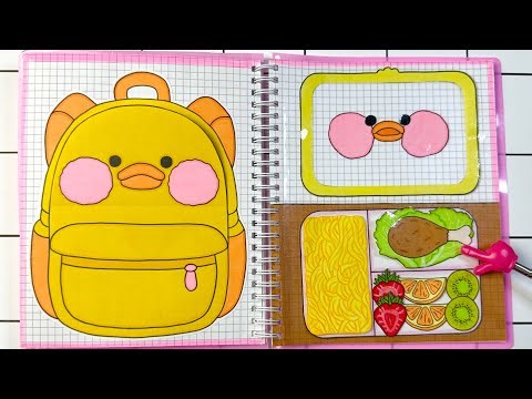 🌸paper diy🌸 Duck School Bag with Lunch Box 🍱💛packing lunch box + tutorial 종이놀이