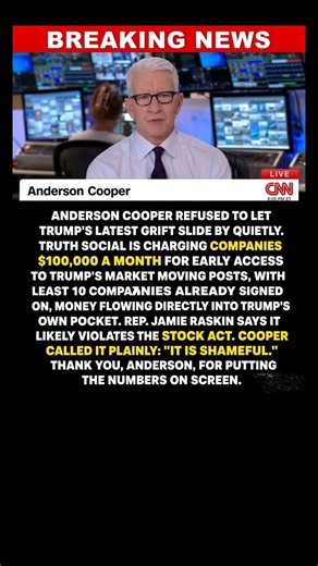 Anderson Cooper EXPOSES Trump’s $100K/Month Truth Social Deal — “Shameful”