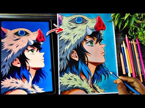 Inosuke Hashibira 🐗 Drawing Colour | Demon Slayer Anime Drawing | Inosuke Drawing Step By Step