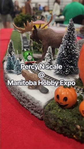 Tiny N-Scale Percy’s Big Adventure at Manitoba Hobby Expo! 🚂🎃 #Shorts